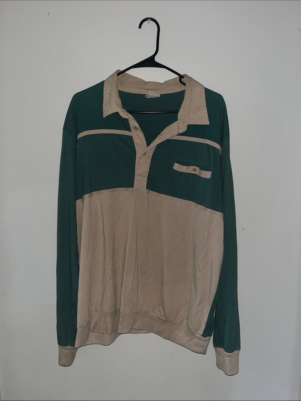 Haband Two-Tone Green and Beige Rugby Polo
